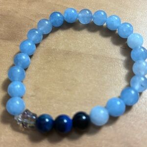 #055 Aquamarine Blue Tiger Eye Bracelet 8mm